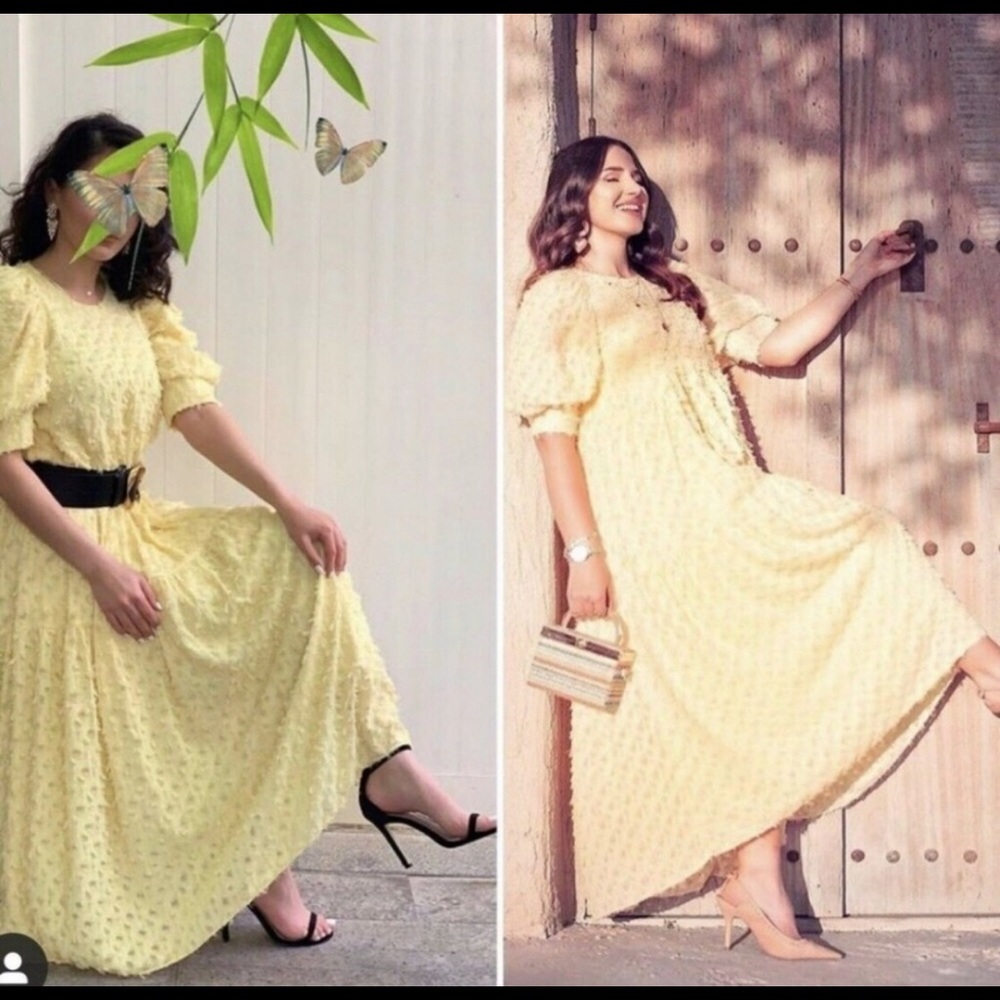Zara Feather Yellow Dress